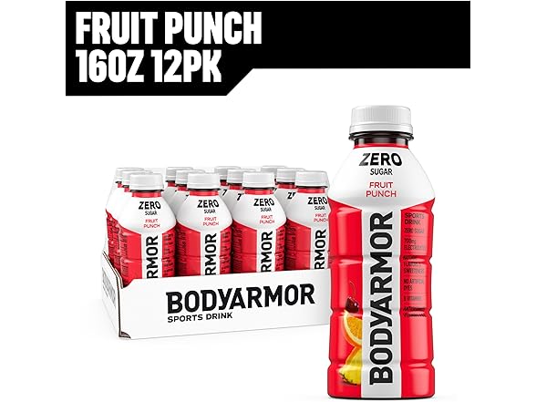 12Pk BODYARMOR ZERO Sugar Fruit Punch Electrolyte Drink
