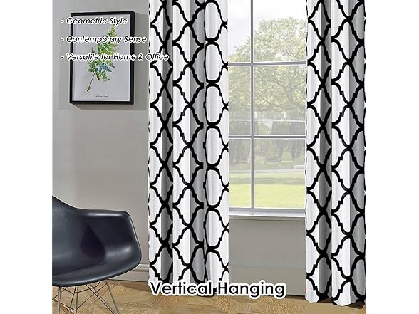 Melodieux White/Black Blackout Curtain 42"x63"