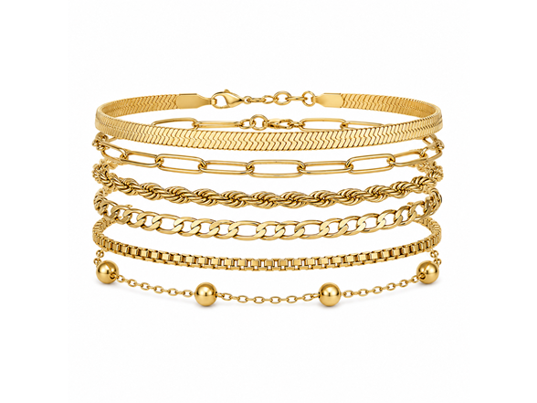 18K Gold Plated 6 Piece Stackable Set