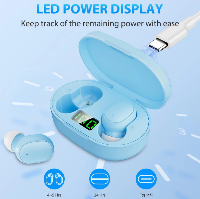 USB-C Rechargeable Wireless Earbuds- Blue - Gallery 8