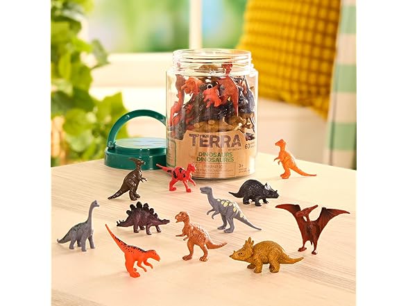 Terra by Battat – 60 Pieces Dinosaur Figures Assorted