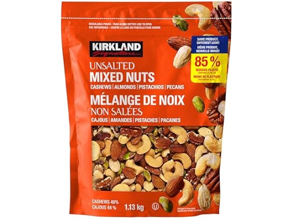 Kirkland Unsalted Mixed Nuts 40oz