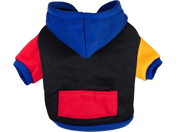 The Dodo Dog Hoodie, Black Colorblock, Size Large