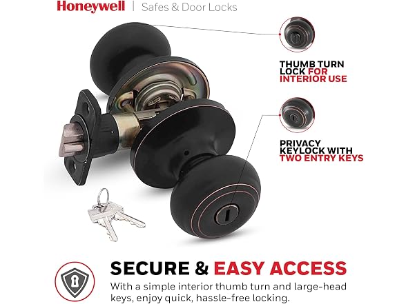 Bedroom Door Knob with Lock and Key Oil Rubbed Bronze