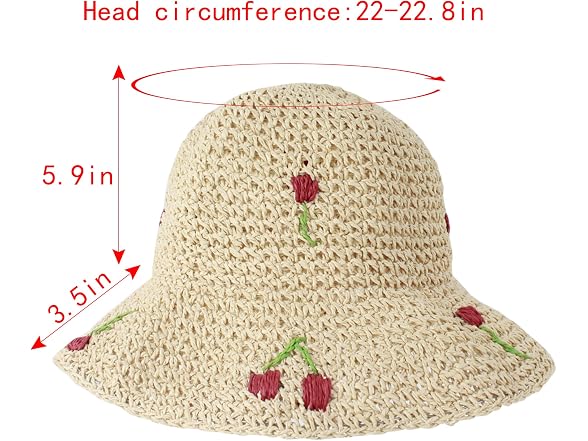 Minache Girls (Medium-Large) Wide Brim Straw Hat