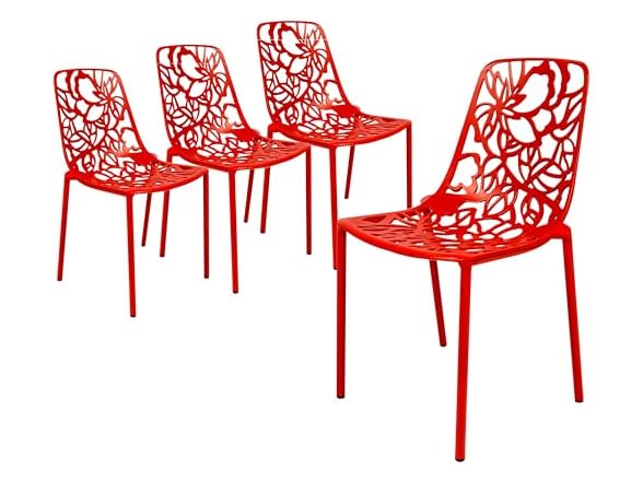 LeisureMod Devon Patio Dining Chair, Set of 4