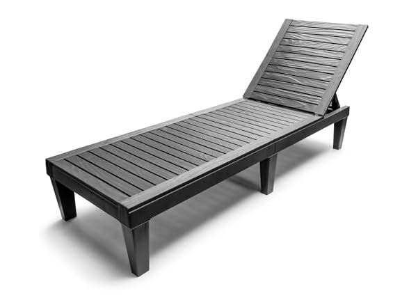 Sorbus Outdoor Chaise Lounge Chair - Adjustable, Black