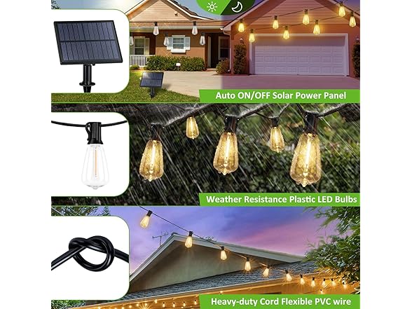 Kondras ST38 Solar String Lights 34FT 2Pk