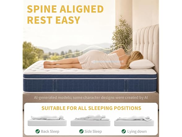 UNZIPE 14 Inch King Size Hybrid Mattress, Medium Firm