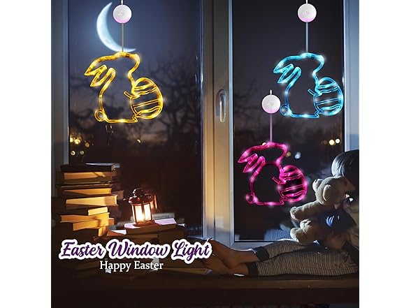 Easter Window Lights Hanging Bunny