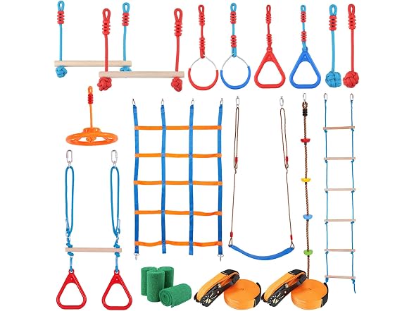 Ninja Warrior Obstacle Course for Kids, 2 x 60ft