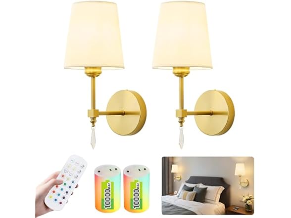 Battery Wireless Wall Sconces, Set of 2