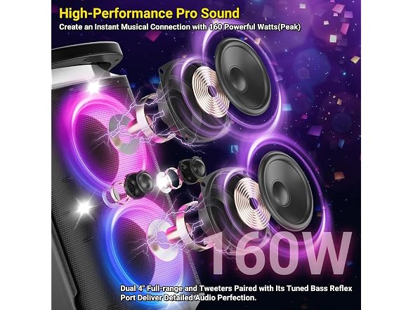 QxbJoy 160W Portable Bluetooth Speaker