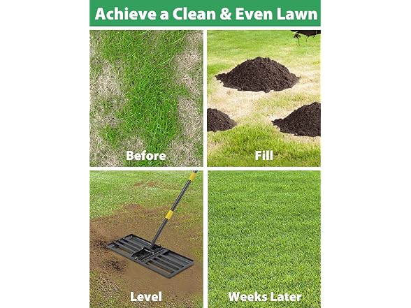 Feblomst Heavy Duty Lawn Leveling Rake 30"x10"