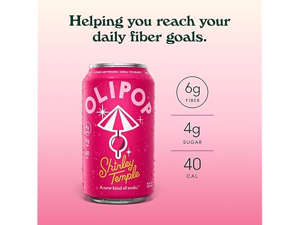 12Pk OLIPOP Prebiotic Soda Pop, Shirley Temple