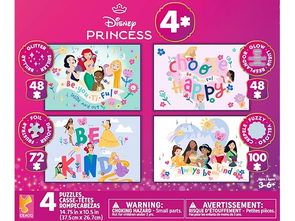 Ceaco 4 in 1 Kids Disney Princess Multipack Jigsaw Puzzle