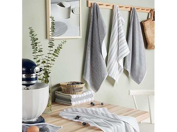 KitchenAid Chambray Stripe Kitchen Towels 8-Pack