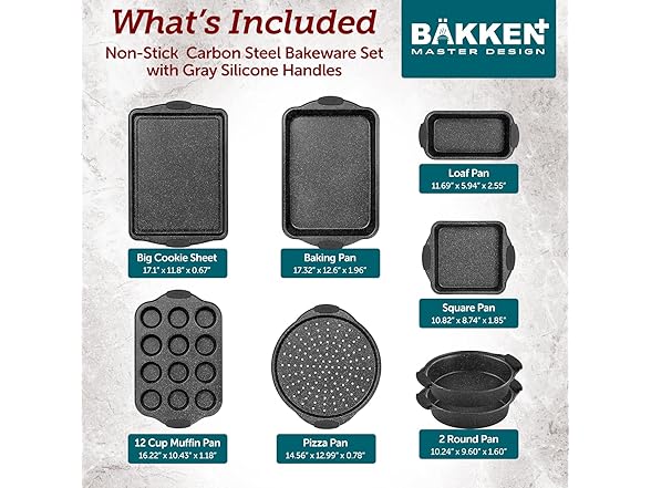 BAKKEN Bakeware Set 8pc Marble Grey