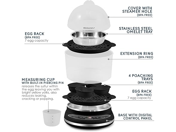 Elite Gourmet Digital Egg Cooker & Steamer