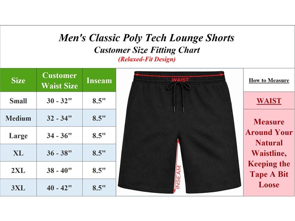 3Pk Or 5Pk Mens Poly Tech Lounge Shorts