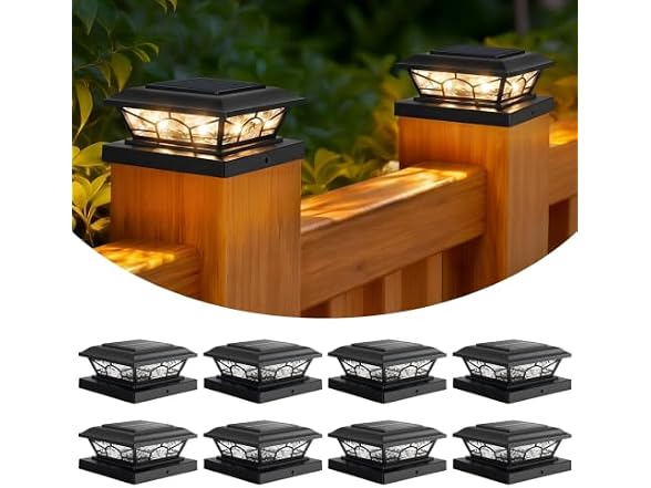 Brightever Solar Post Cap Lights 8 Pack
