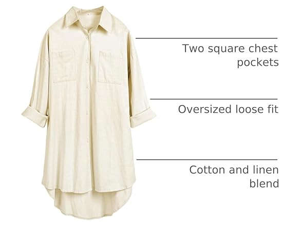 Bianstore Women (M) Oversized Linen Shirts Shirts