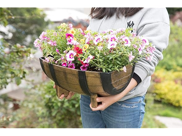 Gardenised 2-Piece Rectangular Half Barrel Flower Pots