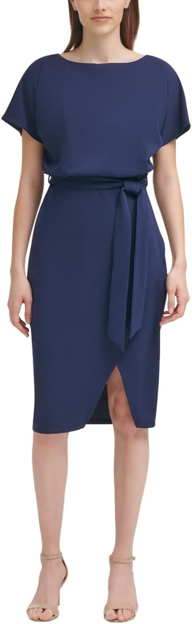 Kensie Women Short Sleeve Tie Waist Midi Dress - Gallery 8