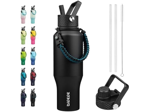 BJPKPK 35oz Insulated Water Bottles with Straw Lid