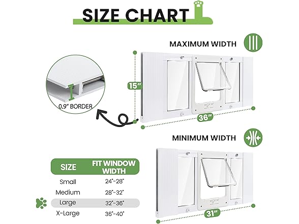 Pet Door for Cats & Small Dogs, 32"-36"