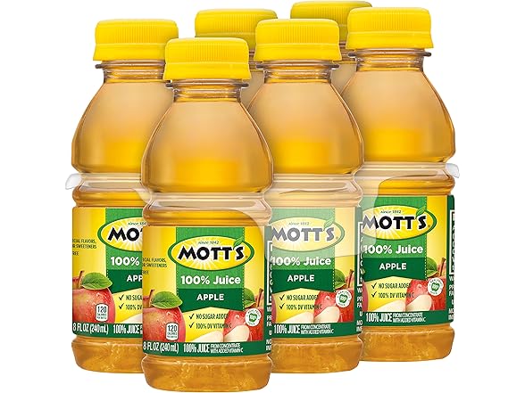 Mott's Apple Juice, 8oz bottles, 6pk