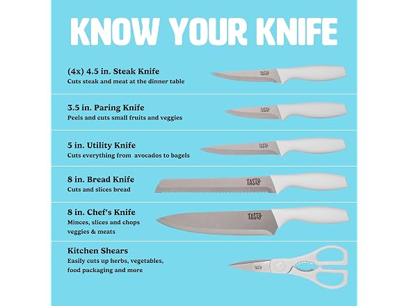 Tasty Kitchen Knife Set with Block White