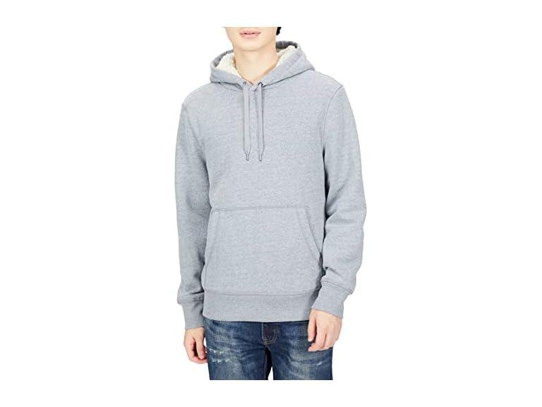 Amazon Essentials Men's Hoodies, Sherpa-Lined Pullover, Light Grey Heather, Large