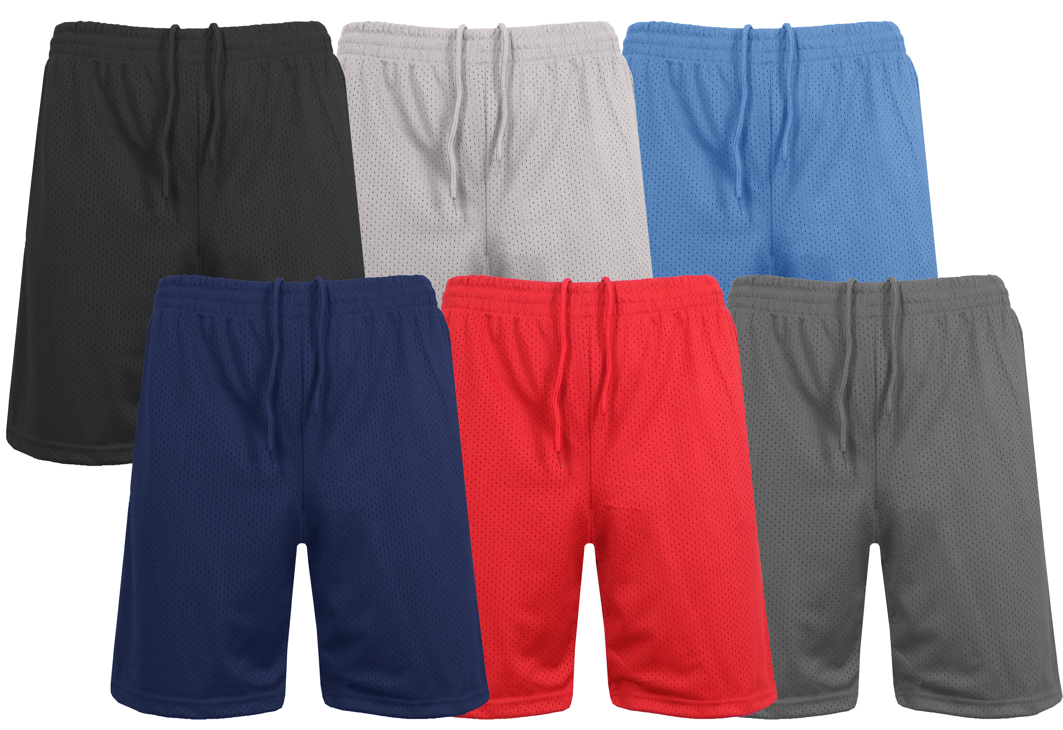 3Pk Asst Mens Classic Mesh Shorts - Gallery 11