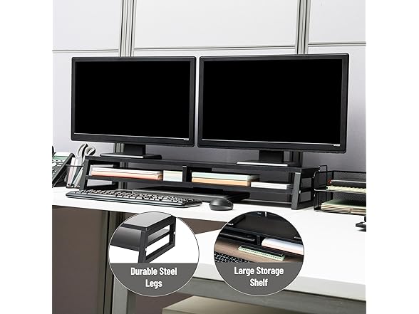 Mind Reader 2-Tier MDF Double Monitor Stand