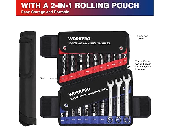 WORKPRO 20-piece Combination Wrench Set Blue