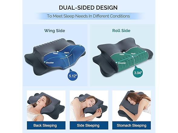 FAIORD Cervical Neck Pillow, Dark Grey