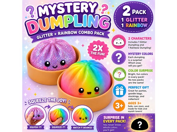 2Pk Squishy Glitter+Rainbow Dump