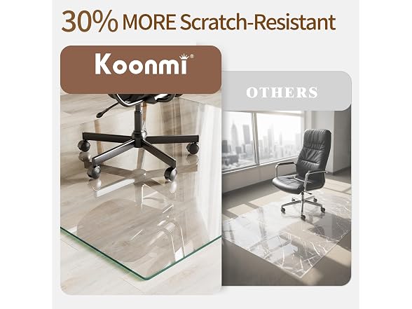 Koonmi 45" x 53" Upgraded Glass Chair Mat