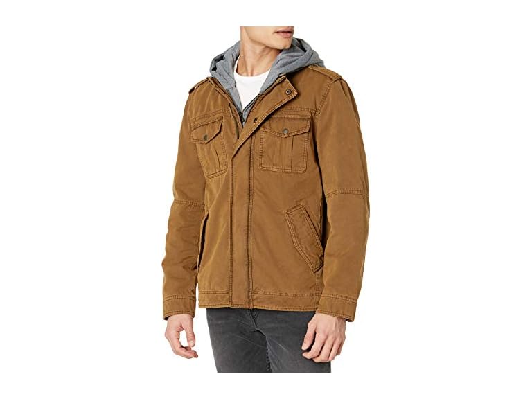 Levi's Men's Washed Cotton Hooded Military Jacket