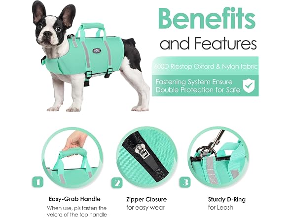 AOFITEE Large Dog Life Jacket Reflective Dog