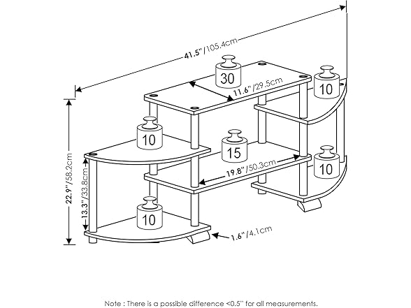 Furinno Turn-N-Tube Rounded Corner TV Stand Black/Grey