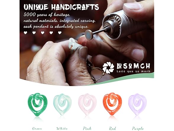 Lusomch Jade Heart Pendant White