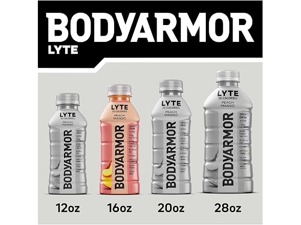 12Pk BODYARMOR LYTE, Peach Mango, Electrolyte