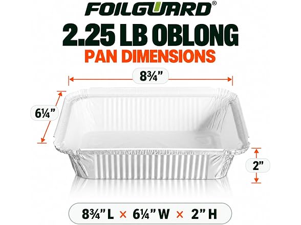 FoilGuard 2.25 lb Oblong Aluminum Pans