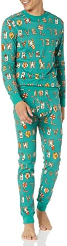 Amazon Essentials Disney | Marvel | Star Wars Men's Snug-Fit Pajama Sleep Sets, Festive Marvel, XX-Large