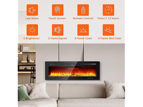 Takywep Electric Fireplace Heater - 60-Inch