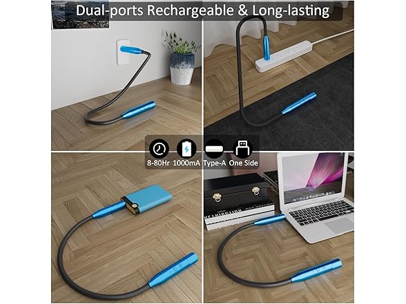 2 Pk Neck Book Lights, 3 Colors & 3 Brightness Levels