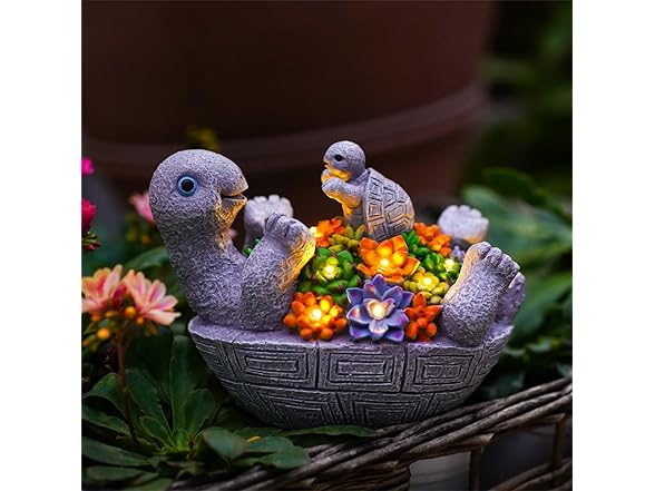 Pohabery Solar Turtle Figurines Garden Decor