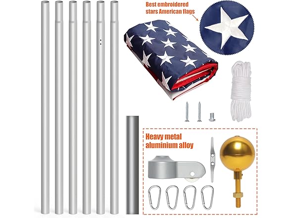 NELXINJO 20FT 20FT Silver flag pole (1.0mm) Silver - Gallery 11